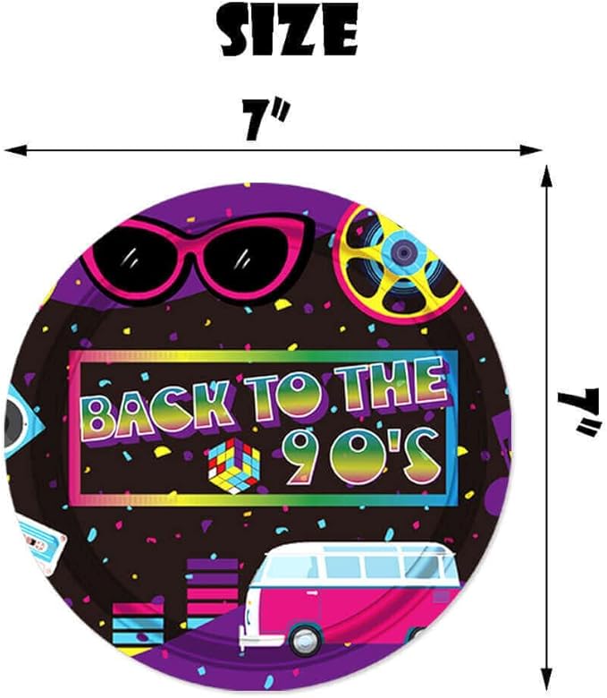 Back to the 90s Party Decorations I Love the 90s Party Paper Plates Retro 1990s Tableware for Hip Hop Theme 1990's Party Supplies Decorations