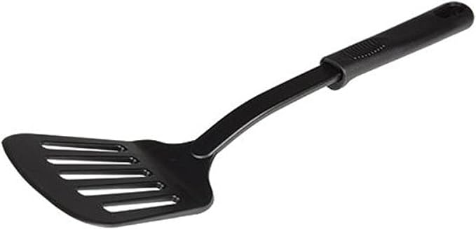 TrueCraftware- 12" Slotted Turner High-Heat Nylon & Polypropylene Handle Black Color-Cooking Spatulas Kitchen Spatulas High Heat Resistant Cooking Utensils Ideal Cookware for Fish Eggs Pancake