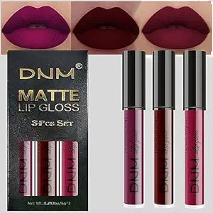 evpct DNM 3Pcs Dark Red Purple Plum Matte Liquid Lipstick Lip Stain Sets for Women Matte+Lipstick Dark Maroon Long Lasting Permanent Lipstick 24 hr Hours Magic Lipstick 24 Hours original Waterproof