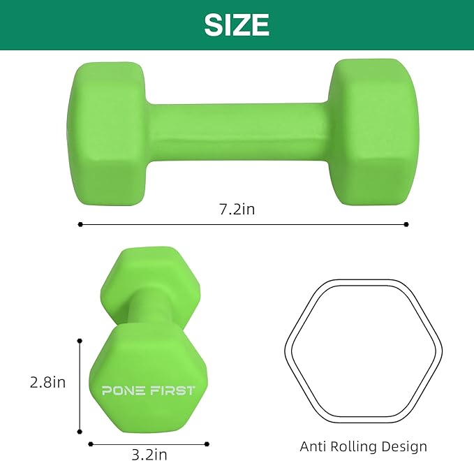 Dumbbell Hand Weight Pairs ‚ Neoprene Dumbbell Exercise & Fitness For Home Gym Equipment and Adjustable Dumbbell Sets‚ Non-Slip, Color Coded Hex Shaped Free Weights.