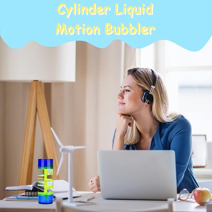Liquid Motion Bubbler,1 Pack Cylinder Liquid Timer for Sensory Play,Calming Relaxing Fidget Water Toy Stress Management for Kids and Adults,Home Office Desk Decor