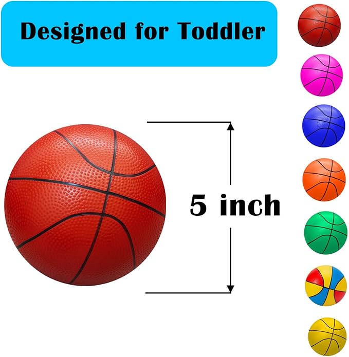 ABAJI Mini Basketballs Orange 2 Pack 5" Set with Pump Needle Durable Material for Mini Hoop 3+ Years Toddlers Kids Teenagers for Pool Indoors Outdoors