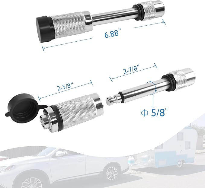 Trailer Hitch Lock, Hitch Receiver Pin Lock Fits Class III IV & 2" Receiver with 5/8" Locking Hitch Pins, Weatherproof Anti-Theft Lockable Pin with Dust to Tow Truck, Boat, Traile, RV, Car