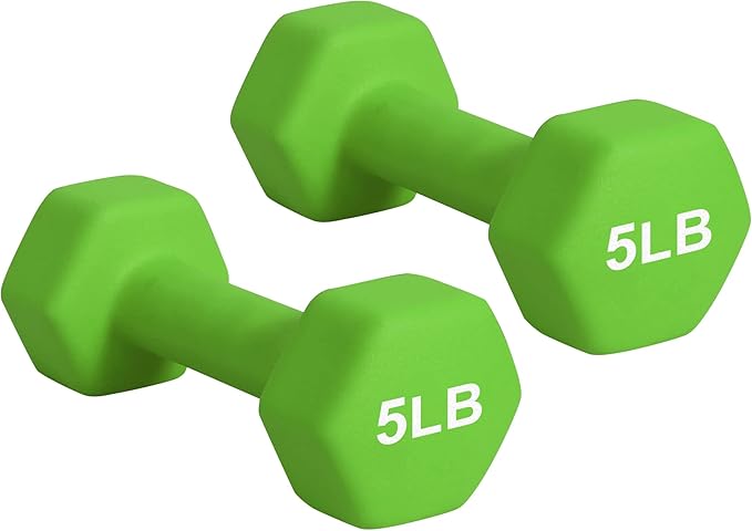 Dumbbell Hand Weight Pairs ‚ Neoprene Dumbbell Exercise & Fitness For Home Gym Equipment and Adjustable Dumbbell Sets‚ Non-Slip, Color Coded Hex Shaped Free Weights.