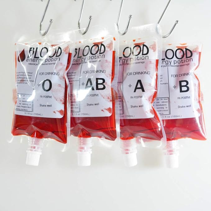 BESTOYARD 24pcs Blood Bag for Drink Halloween IV Bags Party Juice Cups Container Drinking Pouches Gag Doctor/RN Graduation Zombie Vampire Party Supplies 150ml