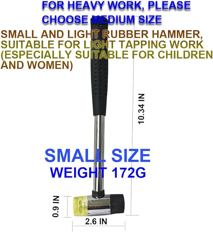 Small Rubber Mallet Hammer, Double-Faced Rubber Hammer for Jewelers Kid or women Usage or Light Tapping Work Non-Slip