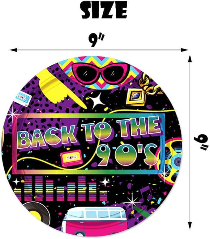 Back to the 90s Party Decorations I Love the 90s Party Paper Plates Retro 1990s Tableware for Hip Hop Theme 1990's Party Supplies Decorations
