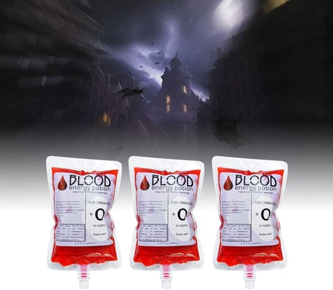 BESTOYARD 24pcs Blood Bag for Drink Halloween IV Bags Party Juice Cups Container Drinking Pouches Gag Doctor/RN Graduation Zombie Vampire Party Supplies 150ml