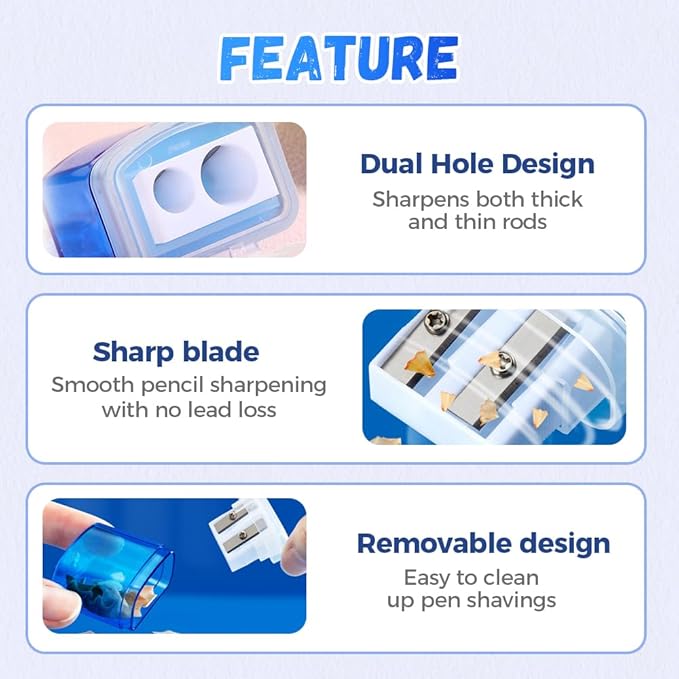 Pencil Sharpeners with Lid, Dual Holes Handheld Pencil Sharpener Manual for Standard and Jumbo Pencils, Compact Cute Sharpener for Kids Adults Students School Home Office (Pink*2)