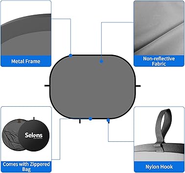 Selens Pop Up Backdrop Collapsible Background 2-in-1 Backdrop with Carry Bag, for Photo Studio Portrait Video Conference Vlog YouTube Live Streaming, Blue Grey, 39x59/1x1.5m