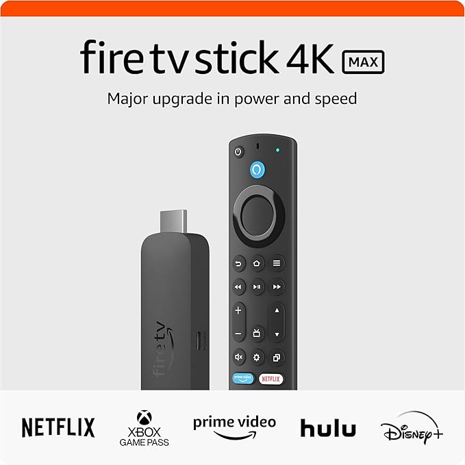Fire TV Stick 4K Max (newest model), our most powerful 4K streaming stick with Wi-Fi 6E support, 16GB Storage, free and live tv