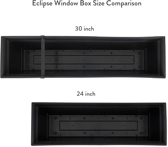 The HC Companies 24 Inch Eclipse Window Planter - Indoor Outdoor Rectangular Plant Pot with Removable Saucer for Flowers, Herbs, Black