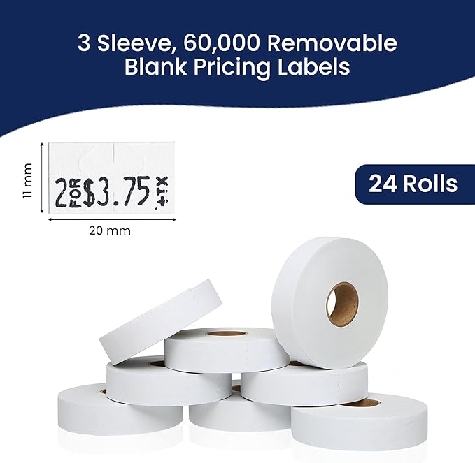 Perco Removable Adhesives red Labels for Monarch 1131 Price Gun, 3 Sleeves - 60,000 Price Gun Labels