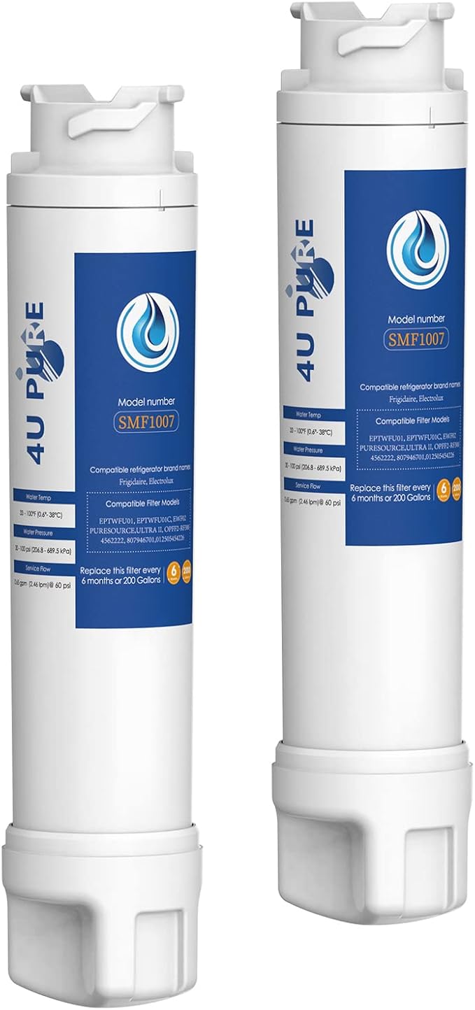 EPTWFU01 Water Filter, Replacement for Frigidaire EPTWFU01, ur Sur Ultra 2, EWF02, 012505454226 Refrigerator Water Filter, Pack of 2