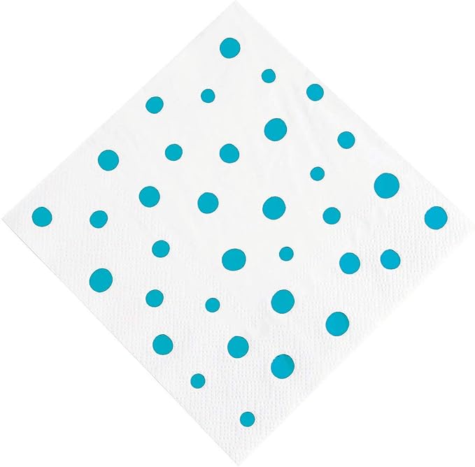 BLUE METALLIC DOT LUNCH NAP - Party Supplies - 32 Pieces