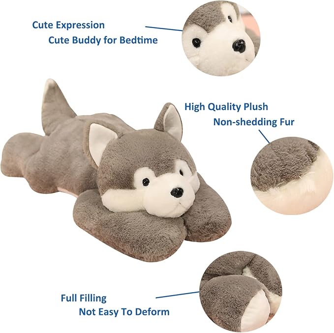 Weighted Stuffed Animals, 3.3 lbs Weighted Husky Stuffed Animal Plush Toy Cute Huskies Weighted Plush Animals Throw Pillow Gifts for Boys Girls, 19.6 inch