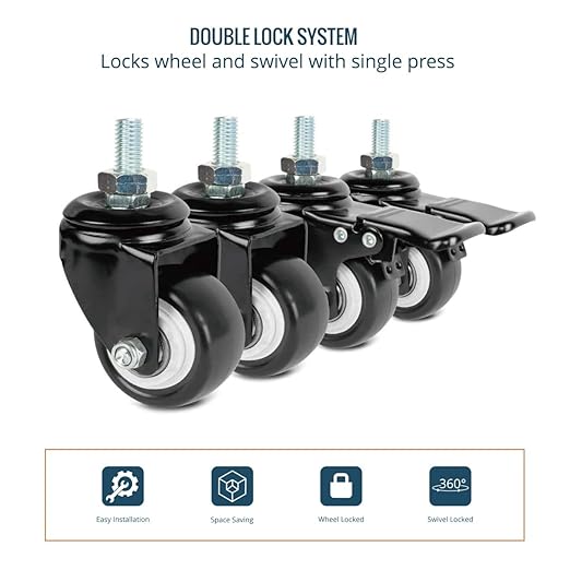 Tecmojo Rack Caster Kit - Add Wheels to Your AV Rack in Minutes - Apply to Tecmojo 12U, 16U, 20U AV Racks