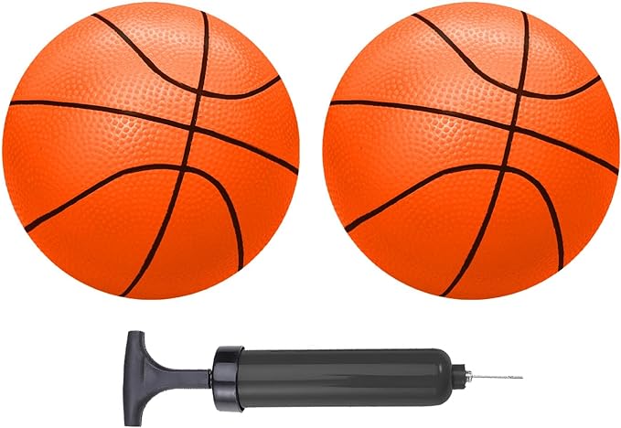 ABAJI Mini Basketballs Orange 2 Pack 5" Set with Pump Needle Durable Material for Mini Hoop 3+ Years Toddlers Kids Teenagers for Pool Indoors Outdoors