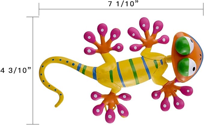 YEAHOME 4 Pack Metal Geckos Inspirational Wall Art, Mexican Outdoor Wall Decor with Shaking Head, Lizard Wall Sculptures & Statues for Farmhouse, Porch, Patio, Lawn, Fence, Backyard