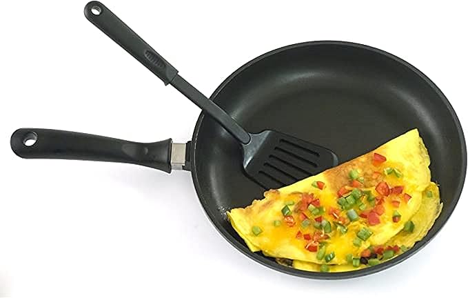 TrueCraftware- 12" Slotted Turner High-Heat Nylon & Polypropylene Handle Black Color-Cooking Spatulas Kitchen Spatulas High Heat Resistant Cooking Utensils Ideal Cookware for Fish Eggs Pancake