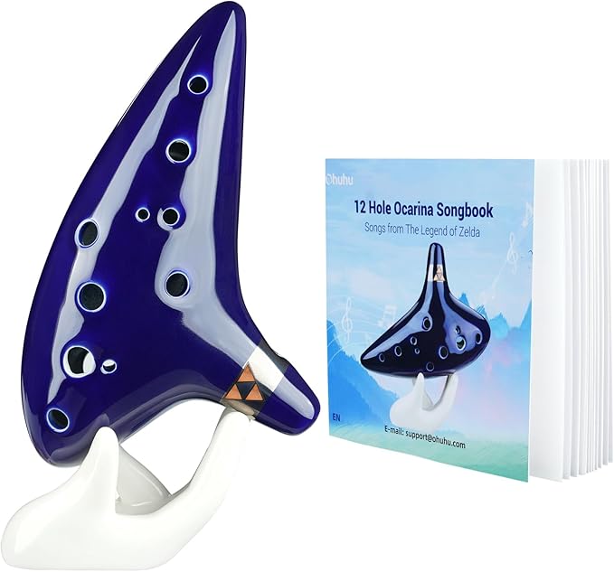 Ohuhu Zelda Ocarina, 12 Hole Alto C Zelda Ocarinas Play by Link Triforce Gift for Zelda Fans with Display Stand
