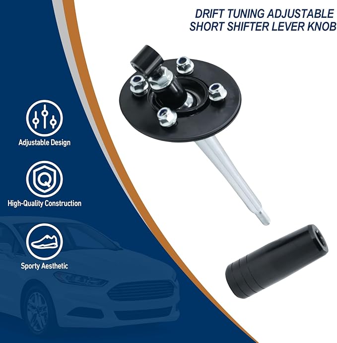 Drift Tuning Adjustable Short Shifter Lever Knob for BMW E30, E36, E39, Z3, E46, E34 - Fits 85-10 Models with Getrag or ZF Transmissions (Black) 178mm Handle -OE# SSNBBMW