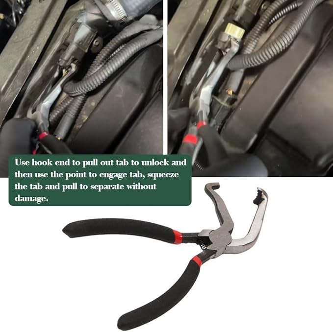 Electrical Disconnect Pliers, Electrical Connector Pliers for Cars 60 Degree Bend, Fuel Line Tools with Anti-Slip Grip, Fuel Line Disconnect Tool for Air Flow Sensors Fuel Injectors