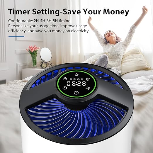 Tolife Air Purifiers for Home Large Room Up to1291 Ft² Air Quality Sensors HEPA Air Purifiers for Bedroom, Auto & Timing Function, Remove Smoke, Pet Hair, Allergies,Dust