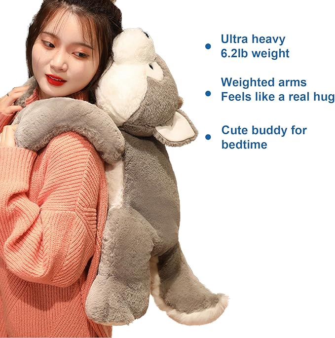 Weighted Stuffed Animals, 3.3 lbs Weighted Husky Stuffed Animal Plush Toy Cute Huskies Weighted Plush Animals Throw Pillow Gifts for Boys Girls, 19.6 inch