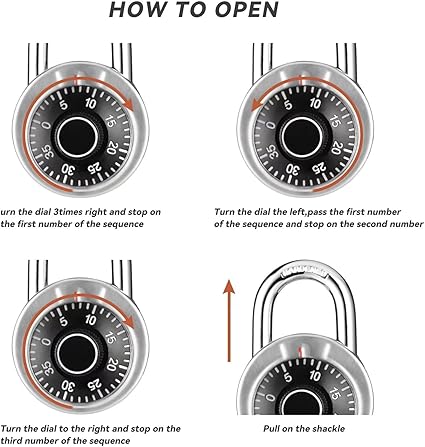 FIGODE Locker Lock, 2 in. Combination Lock, Keyless Padlock for Gym and School Lockers, Black Dial Lock, 5 Pack