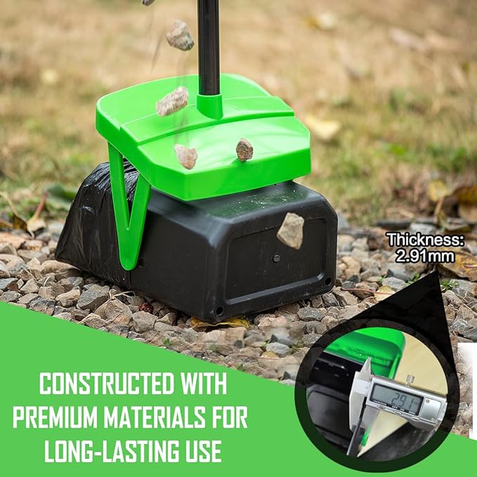 Pooper Scooper Swivel Bin & Rake with 20 Waste Bags, Dog Pooper Scooper with Bag Attachment for Large Medium Small Dogs, Poop Scooper with Lid for Lawn Yard Dog Kennel