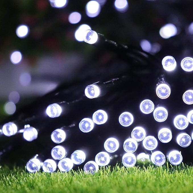 Solar String Lights Outdoor, 200LED 72Ft 8 Modes Outside Lights Solar Christmas Lights Waterproof Starry Fairy Lights Ambiance Lighting for Patio Garden Wedding Party Christmas Decor (White)