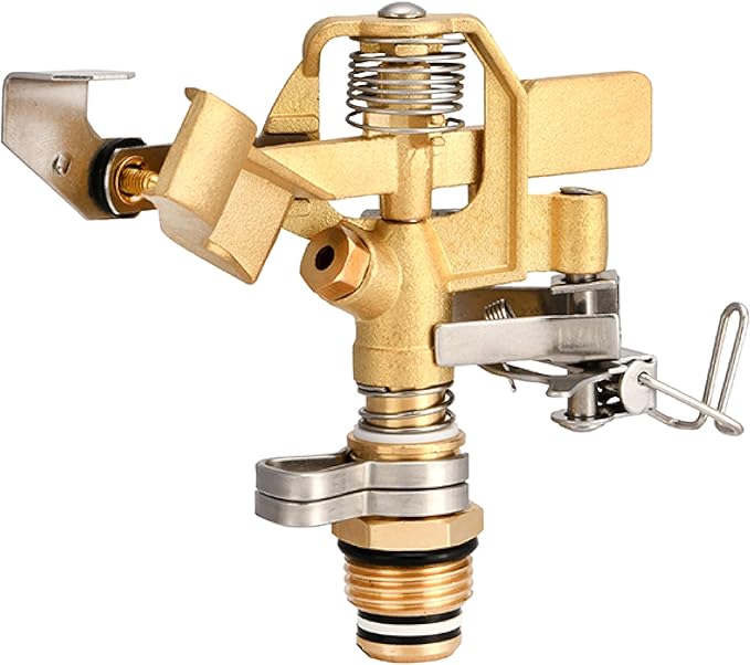 Eden 16032 Brass Impact Sprinkler, Heavy Duty Sprinkler Head, Adjustable 0-360 Degrees Pattern, Watering Sprinklers for Yard, Lawn and Grass Irrigation