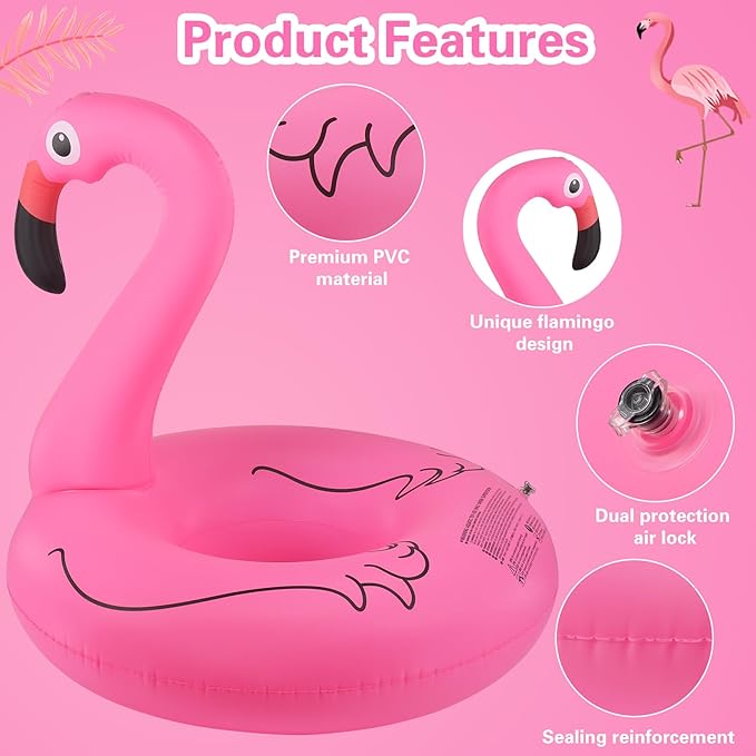 Flamingo Inflatable Pool Floats, Pool Tubes Swim Ring Pink Pool Float, 42'' Large Pool Float, Pool Inner Tube Beach Floats for Adults, Blow Up Floaties Water Floaties Pool Raft Lounger Lake