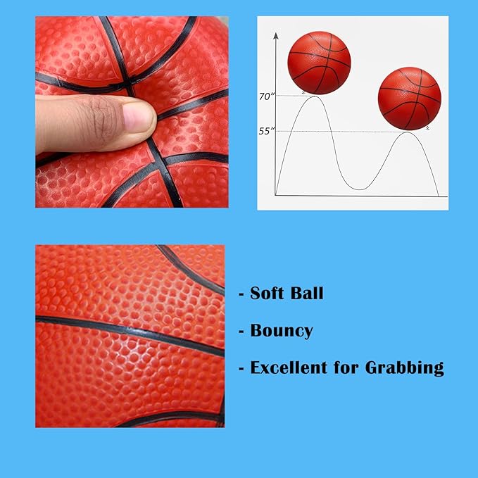 ABAJI Mini Basketballs Orange 2 Pack 5" Set with Pump Needle Durable Material for Mini Hoop 3+ Years Toddlers Kids Teenagers for Pool Indoors Outdoors