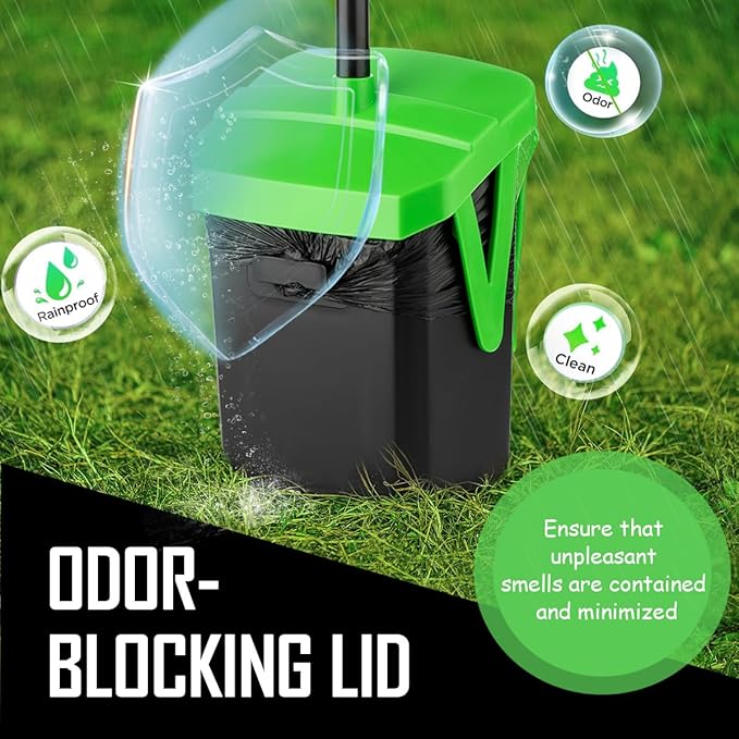 Pooper Scooper Swivel Bin & Rake with 20 Waste Bags, Dog Pooper Scooper with Bag Attachment for Large Medium Small Dogs, Poop Scooper with Lid for Lawn Yard Dog Kennel