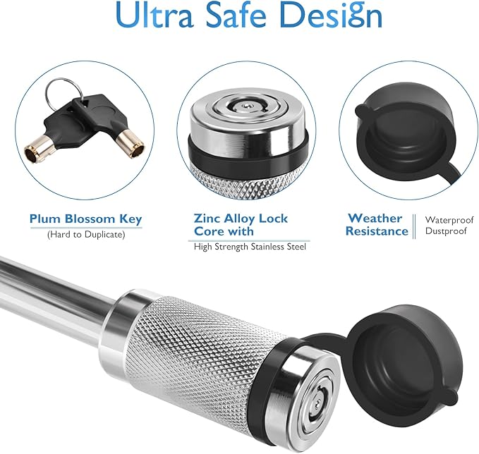 Trailer Hitch Lock, Hitch Receiver Pin Lock Fits Class III IV & 2" Receiver with 5/8" Locking Hitch Pins, Weatherproof Anti-Theft Lockable Pin with Dust to Tow Truck, Boat, Traile, RV, Car