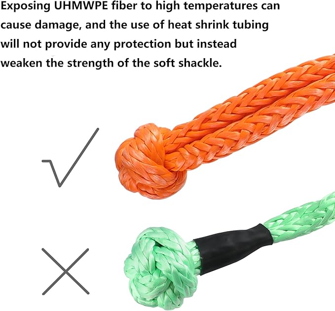 Ucreative 2Pcs Synthetic Soft Shackle 1/2 Inch x 22 Inch (56,000lbs Breaking Strength) with Extra Sleeves (Orange)