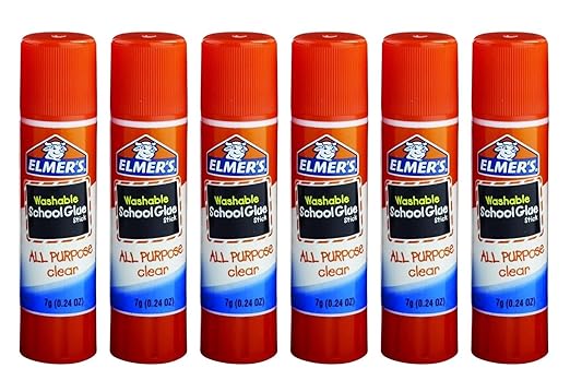 Elmers All Purpose Washable 7 Grams Clear School Glue Sticks (6 Pack)