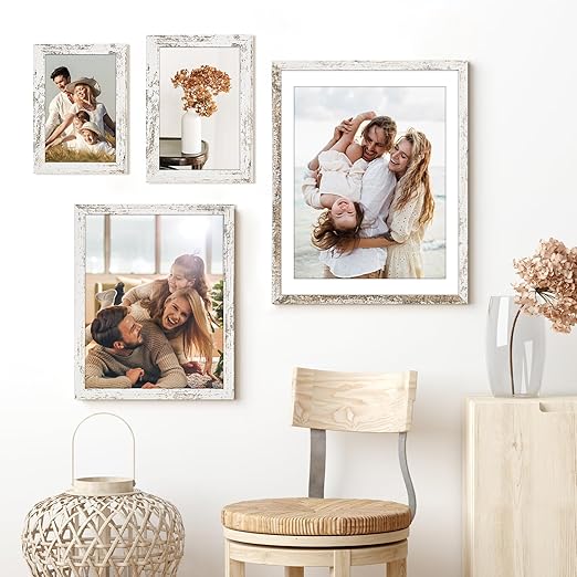 TWING 5x7 Rustic Picture Frames,Distressed White Photo Frame Collage for Wall Decor Mounting or Table Display,Ideal Gift to Family and Friends