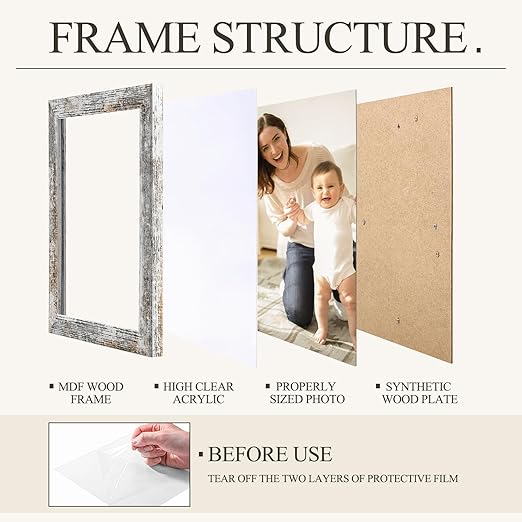TWING 5x7 Rustic Picture Frames,Distressed White Photo Frame Collage for Wall Decor Mounting or Table Display,Ideal Gift to Family and Friends