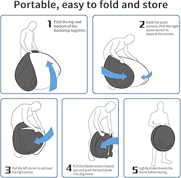 Selens Pop Up Backdrop Collapsible Background 2-in-1 Backdrop with Carry Bag, for Photo Studio Portrait Video Conference Vlog YouTube Live Streaming, Blue Grey, 39x59/1x1.5m