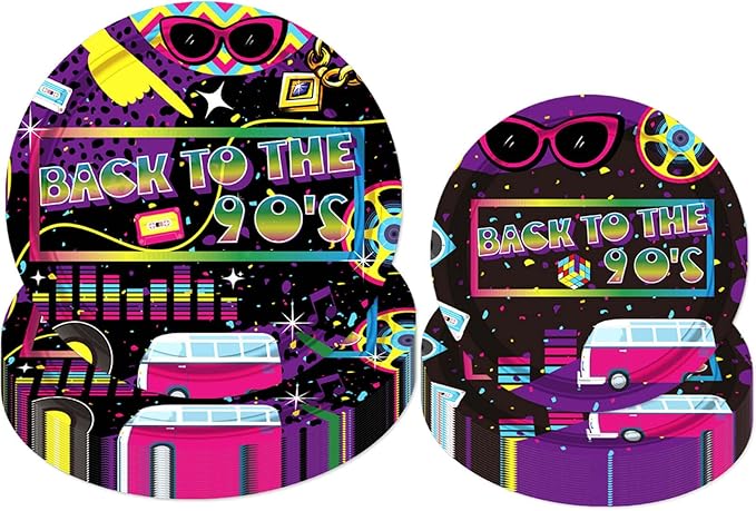 Back to the 90s Party Decorations I Love the 90s Party Paper Plates Retro 1990s Tableware for Hip Hop Theme 1990's Party Supplies Decorations