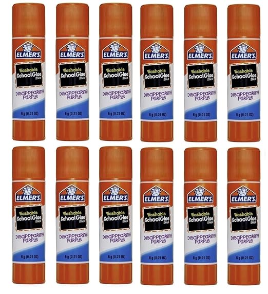 Elmers Washable Disappearing School Glue Sticks, 0.21 Purple Glue Stick (Pack of 12)