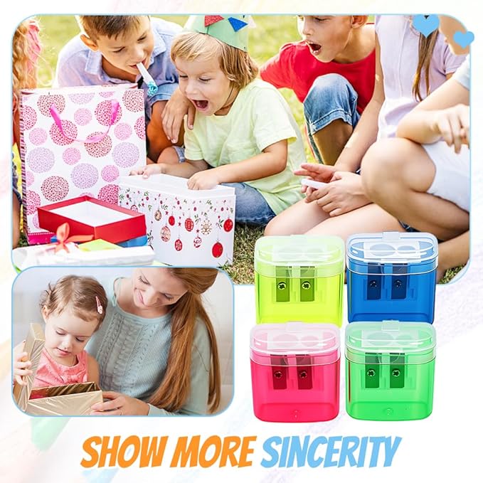 Pencil Sharpeners with Lid, Dual Holes Handheld Pencil Sharpener Manual for Standard and Jumbo Pencils, Compact Cute Sharpener for Kids Adults Students School Home Office (Pink*2)