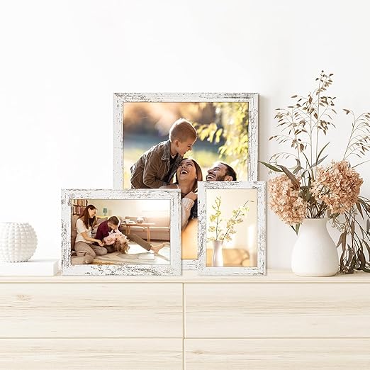 TWING 5x7 Rustic Picture Frames,Distressed White Photo Frame Collage for Wall Decor Mounting or Table Display,Ideal Gift to Family and Friends