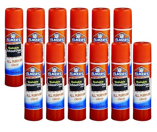 Elmers All Purpose Washable 7 Grams Clear School Glue Sticks (Pack of 12)