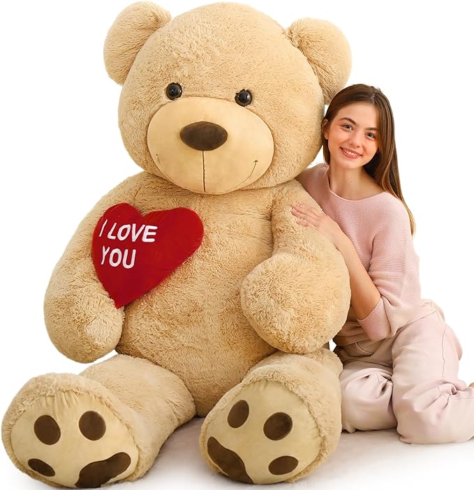 MaoGoLan Giant Teddy Bear 5 Feet Tall- I Love You Red Heart Big Brown Teddy Bear Stuffed Animal - Huge Valentines Teddy Bear for Girlfriend,Boyfriend,Wife,Lover - Anniversary, Birthday