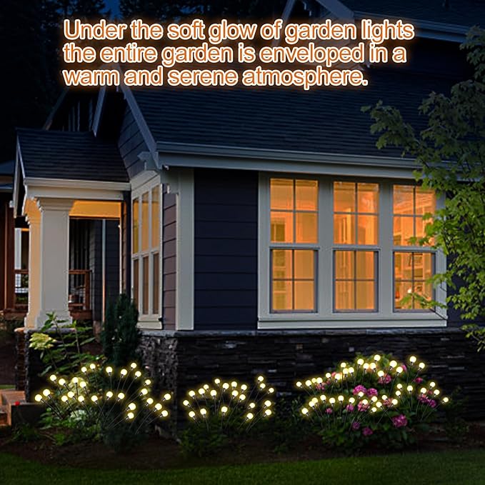 Firefly Solar Garden Lights Plus+, Swaying Fairy Garden Lights, Yard Decor Outdoor, Waterproof Solar Plant Lights for Outside Patio Pathway.(4 Pack)