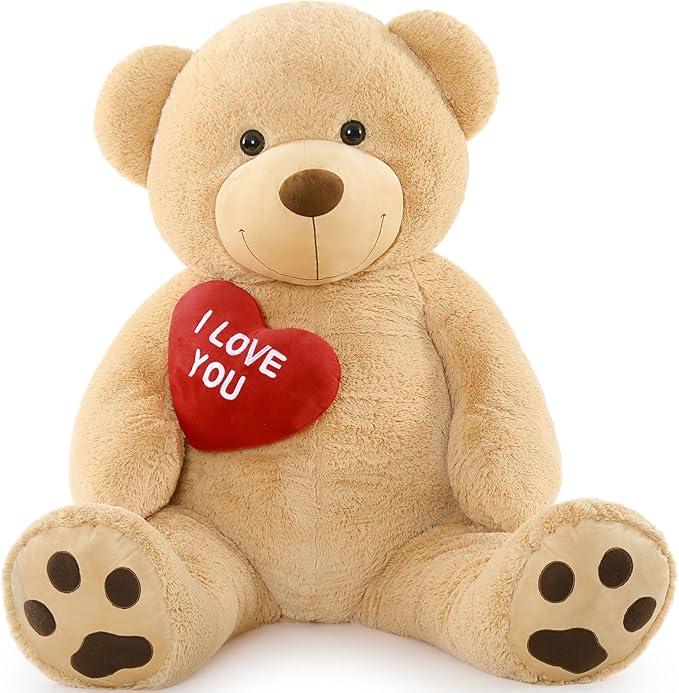MaoGoLan Giant Teddy Bear 5 Feet Tall- I Love You Red Heart Big Brown Teddy Bear Stuffed Animal - Huge Valentines Teddy Bear for Girlfriend,Boyfriend,Wife,Lover - Anniversary, Birthday